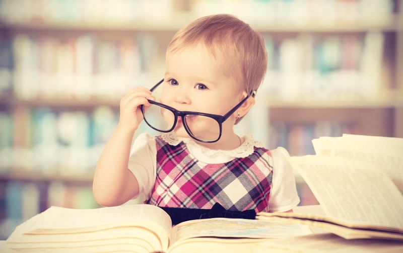 Child in library