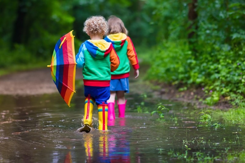 Children in puddle