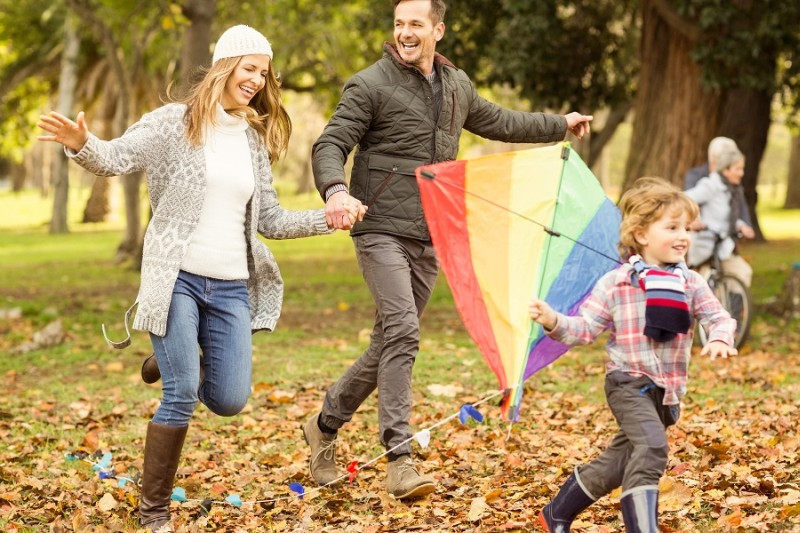 Family with a kite