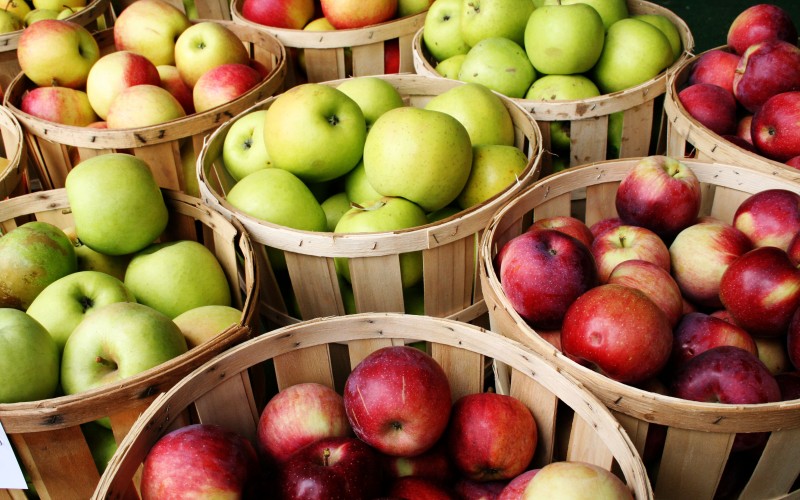 Apples in baskets