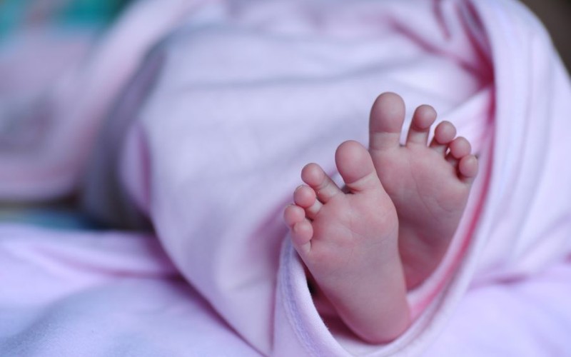 Baby feet in blanket