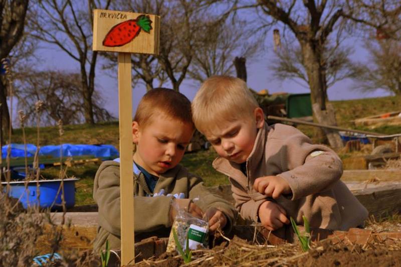 Children helping in the garden